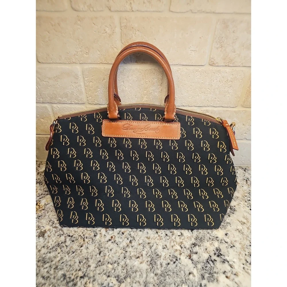 Dooney & Bourke Shadow Satchel Medium Monogram Blue Brown Florentine